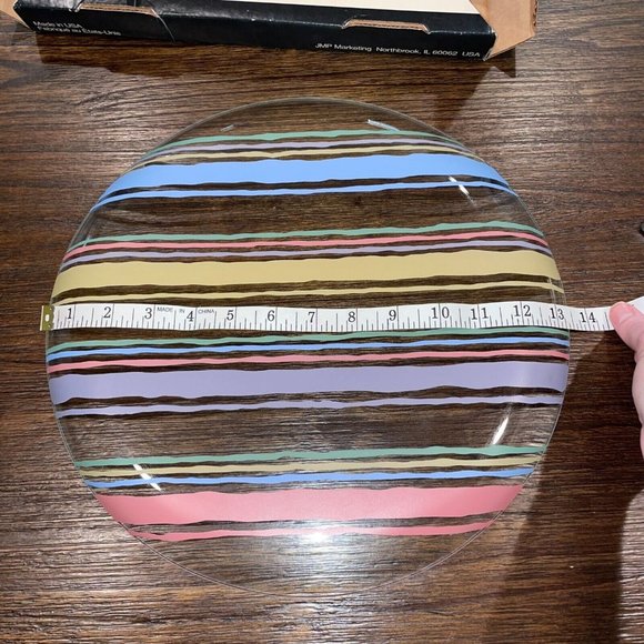 Vintage Round Serving Platter - 13" Fiesta Stripe Pastels ~ - Picture 4 of 6